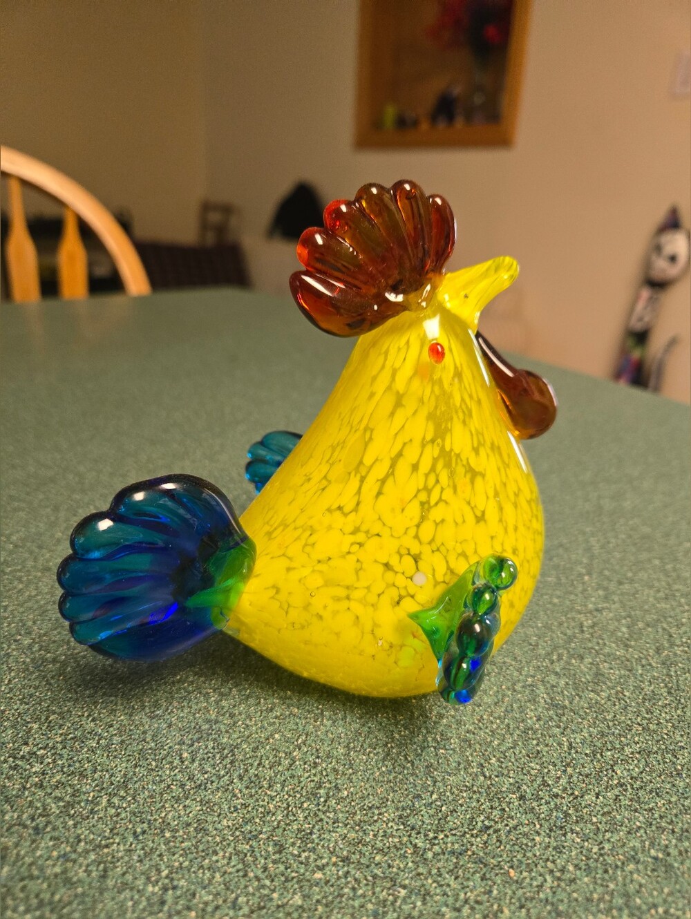 Yellow handblown glass chicken